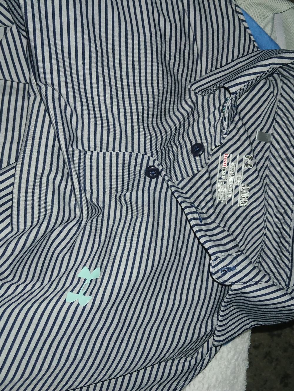 Under Armour Men’s Navy and White Striped Polo